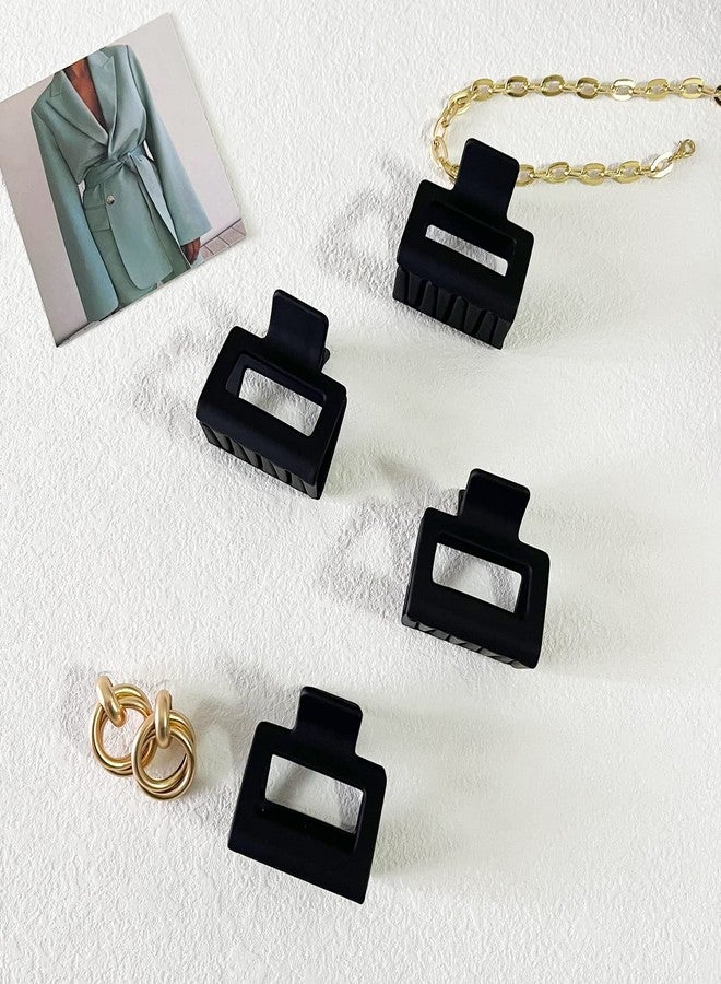 Bmobuo Matte Hair Clips Set: 4 PCS 2" Square Claw Clips for Thin and Thick Hair, All-Black Cute Clips for Women - Image 2